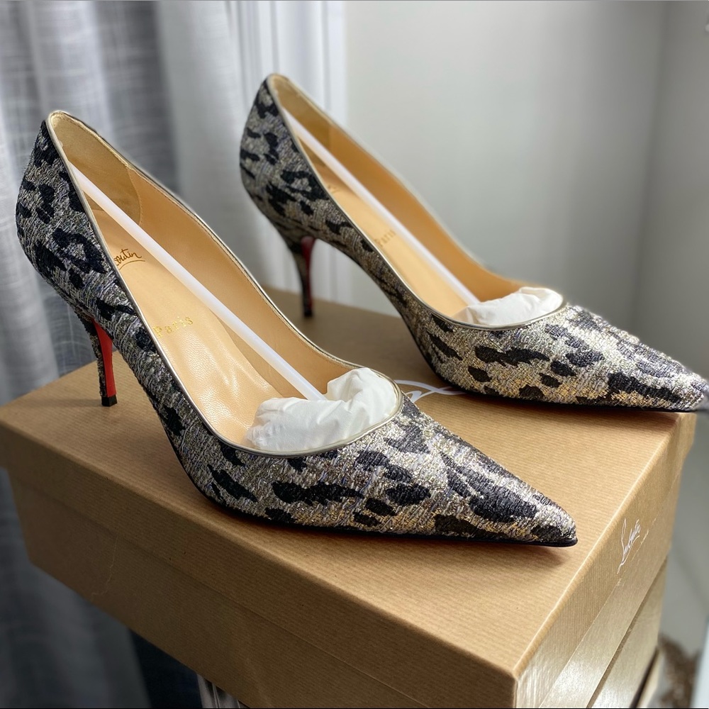NIB❗️Christian Louboutin Silver Lurex Clare 80 Pumps - Picture 3 of 11